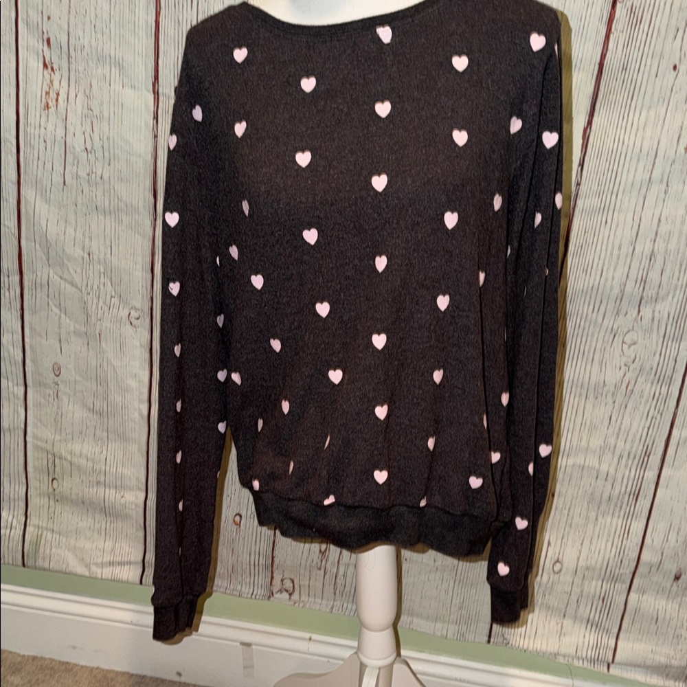 Wildfox Black and Pink Heart Sweater